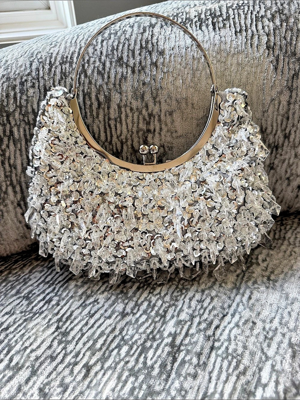 Embellished Silver Clutch